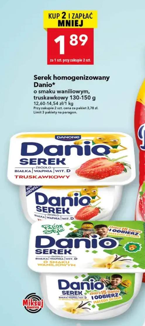 Serek homogenizowany Danio o smaku waniliowym +1 wariant