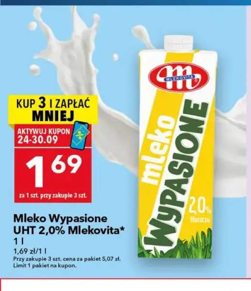 Mleko UHT Wypasione Mlekovita 2,0%