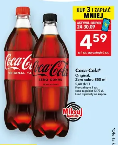 Napój gazowany Coca-Cola Zero cukru +1 wariant