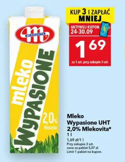 Mleko UHT Wypasione Mlekovita 2,0%