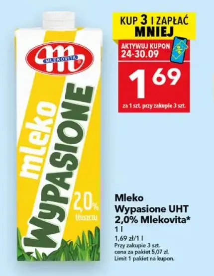 Mleko UHT Wypasione Mlekovita 2,0%