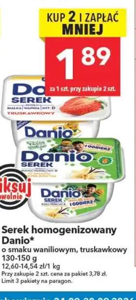 Serek homogenizowany Danio o smaku waniliowym +1 wariant