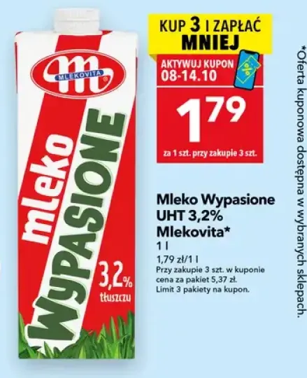 Mleko UHT Wypasione Mlekovita 3,2%