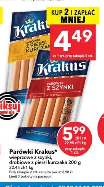 Parówki Krakus wieprzowe z szynki +1 wariant