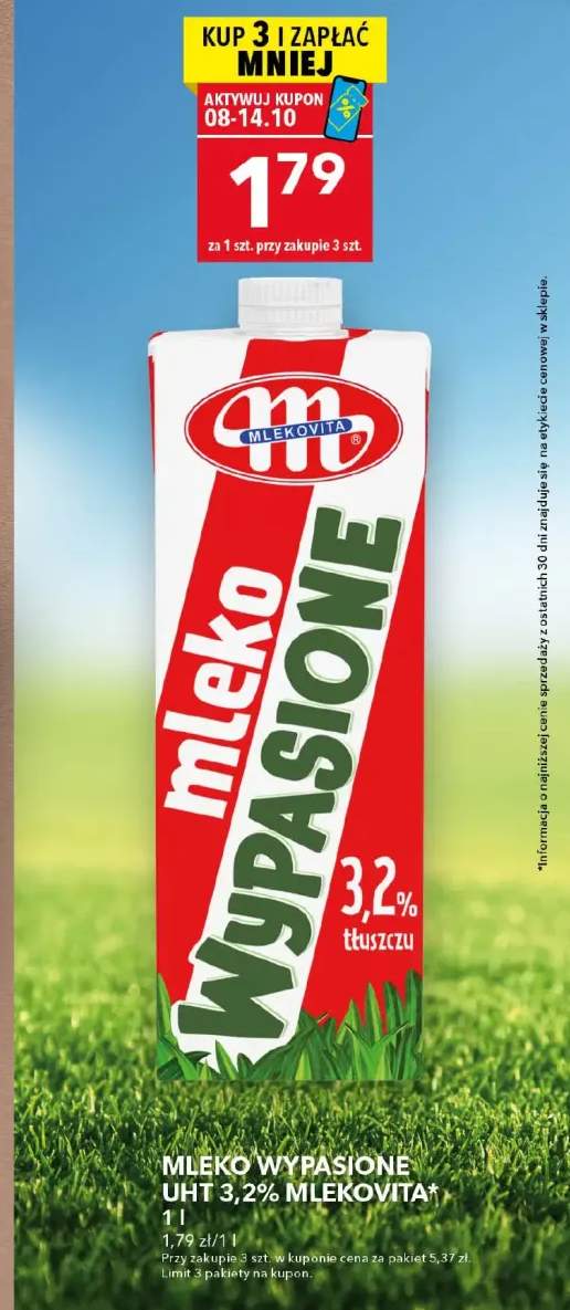 Mleko UHT Wypasione Mlekovita 3,2%