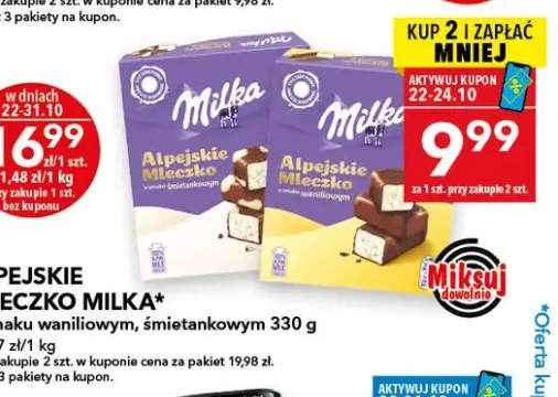 Alpejskie Mleczko Milka o smaku waniliowym +1 wariant