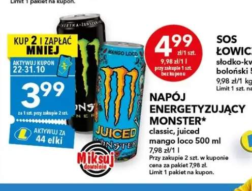 Napój energetyzujący Monster Juiced Mango Loco +1 wariant