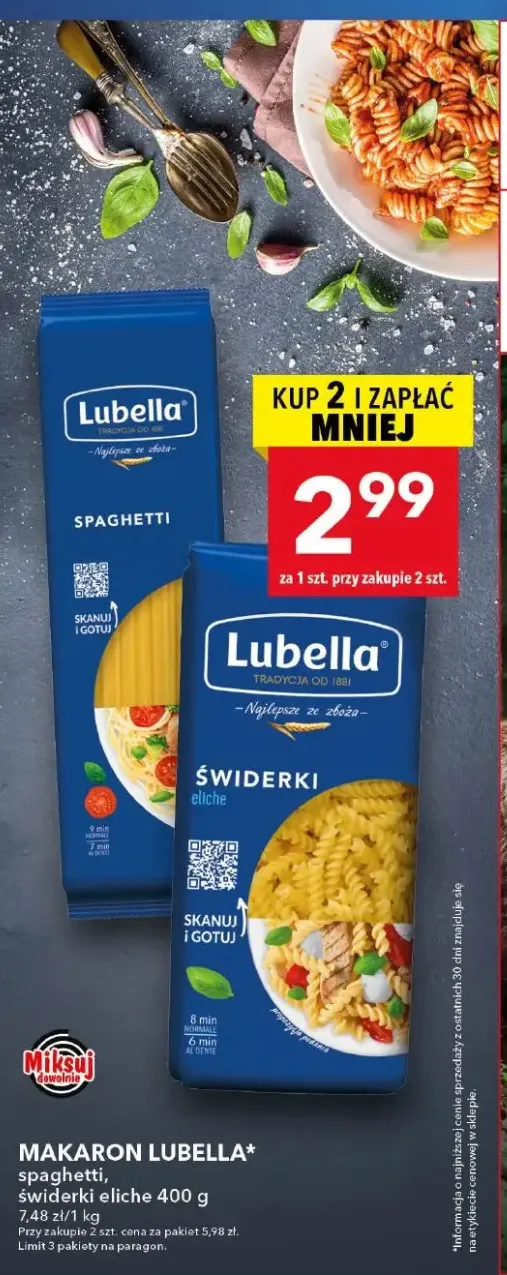 Makaron Lubella świderki eliche +1 wariant