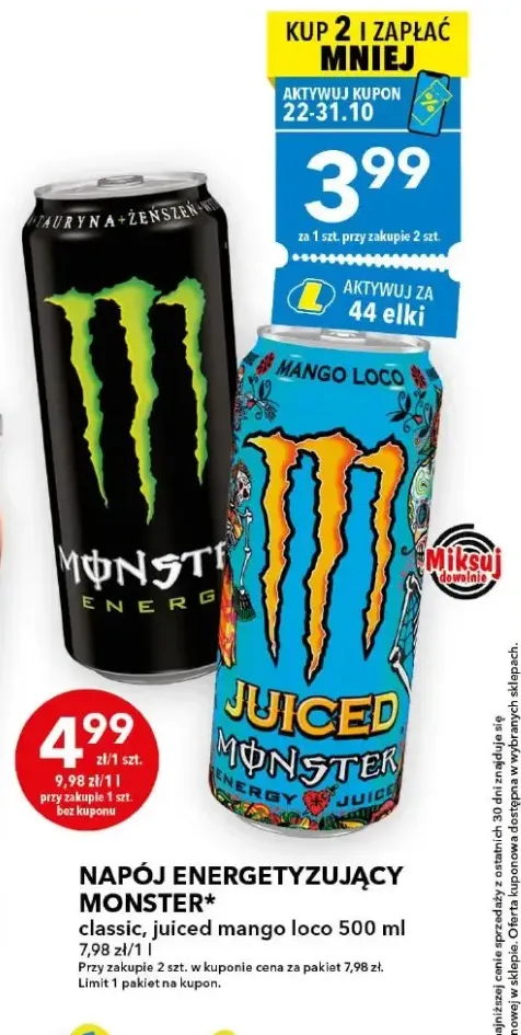Napój energetyzujący Monster Classic +1 wariant