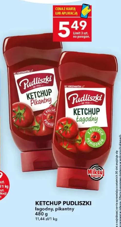 Ketchup łagodny Pudliszki +1 wariant