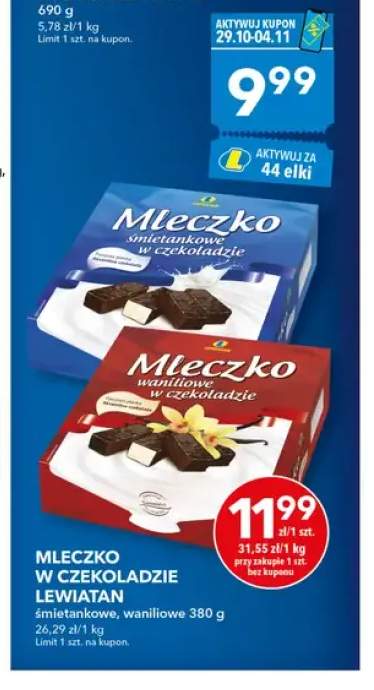 Mleczko w czekoladzie śmietankowe Lewiatan +1 wariant